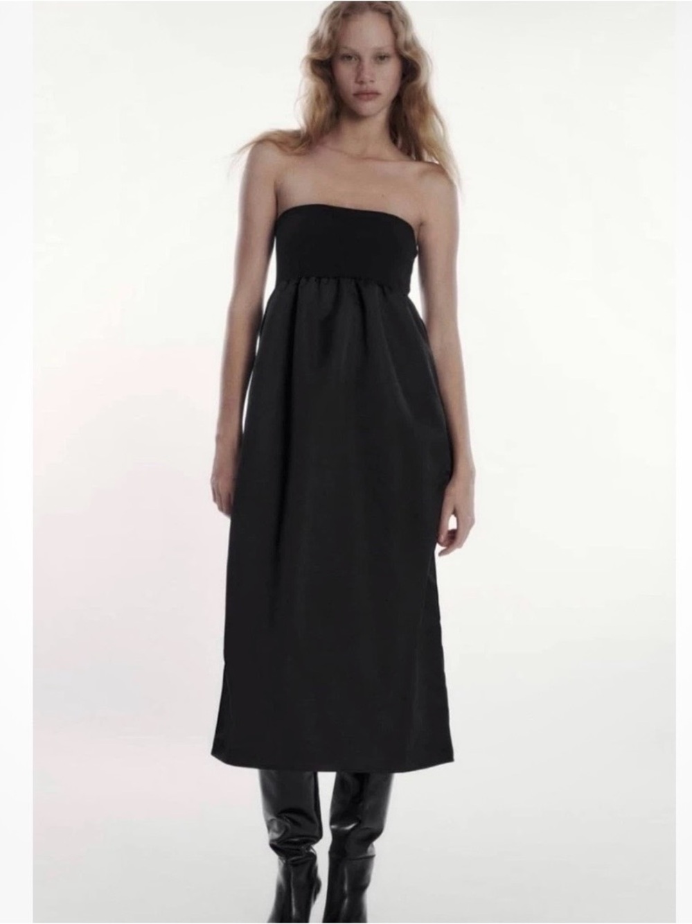 Zara Mixed Straight Knit Midi Dress